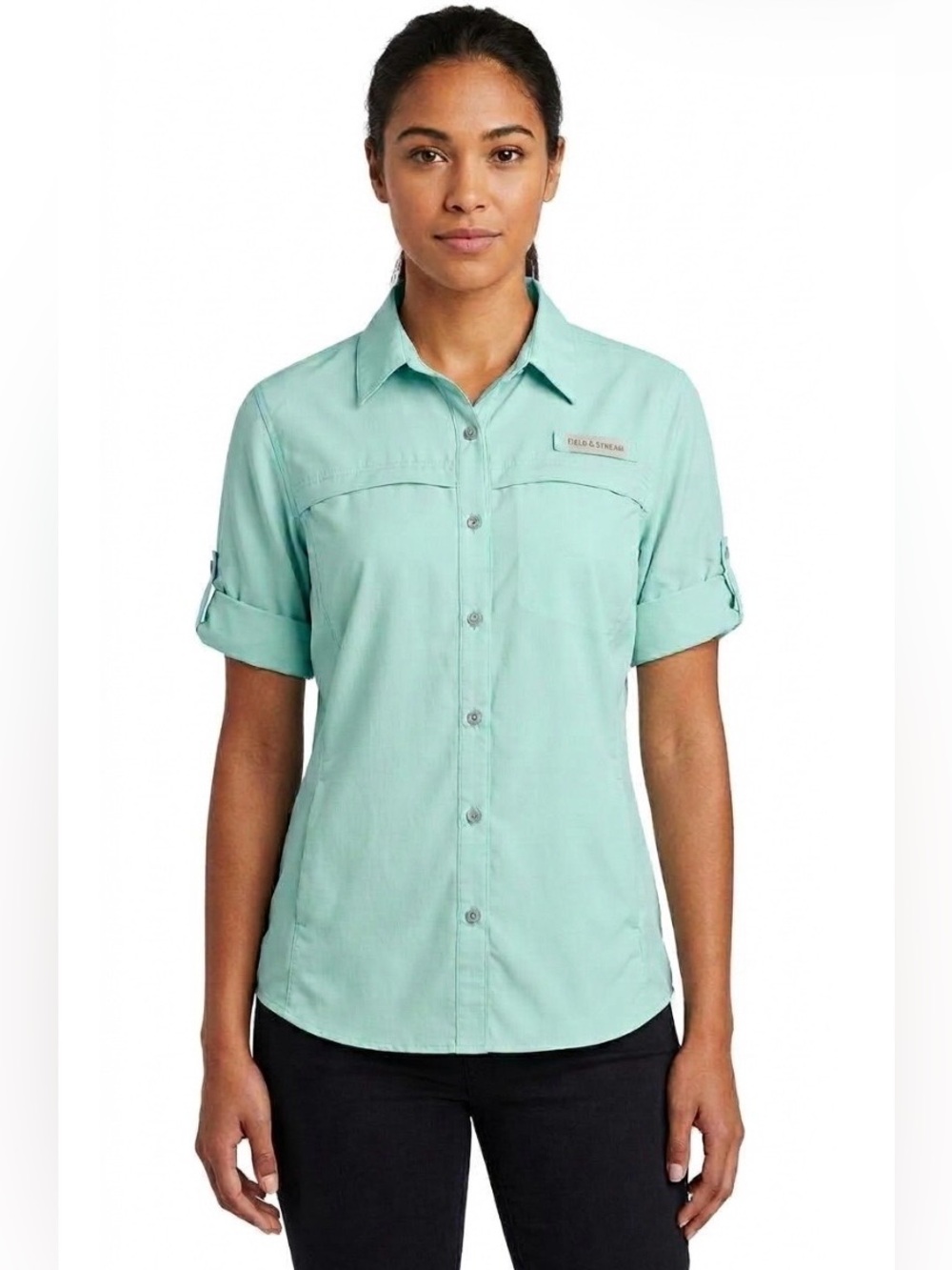 Field & Stream green breathable workout shirt L